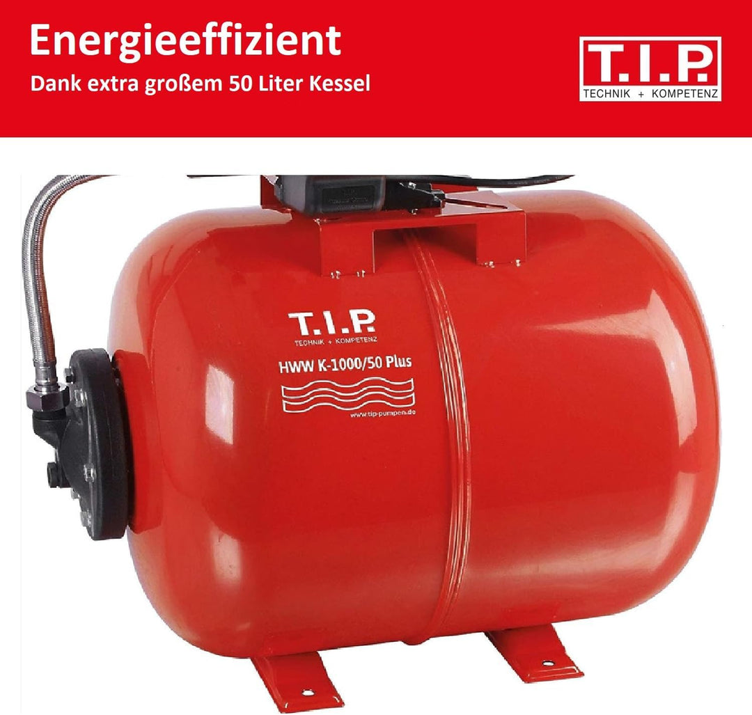 T.I.P. Hauswasserwerk 50 Liter Kessel (3.500 l/h Fördermenge, 46 m Förderhöhe, 4,6 bar Druck, 800W,