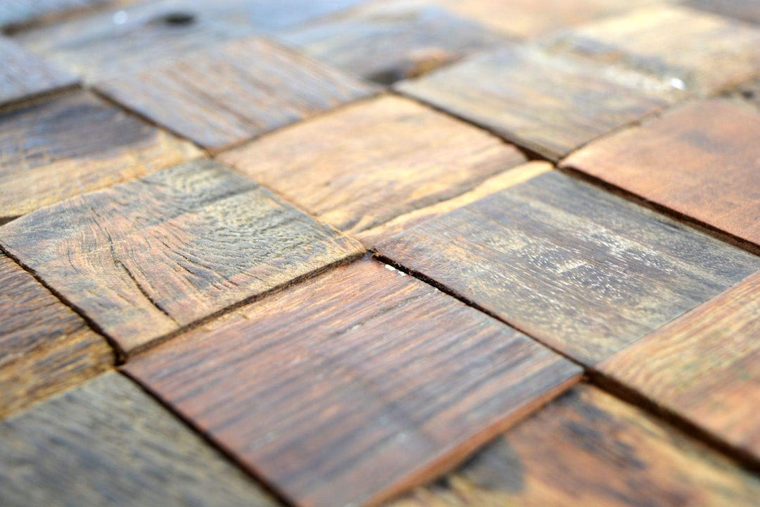 Holz Mosaik boot Old Wood Holz FSC Wand Küche Bad Fliesenspiegel|160-23_f|10 Mosaikmatten