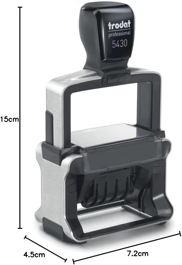 Trodat Professional Datumstempel 5430, selbstfärbend, mit Text Bezahlt, Abdruck 41 x 24 mm, Blau und