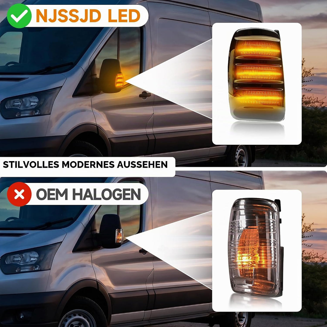LED Spiegelblinker für Fo.rd Transit MK8 2014-2025, Rückspiegel Blinkleuchte für Wohnmobil, E-Prüfze