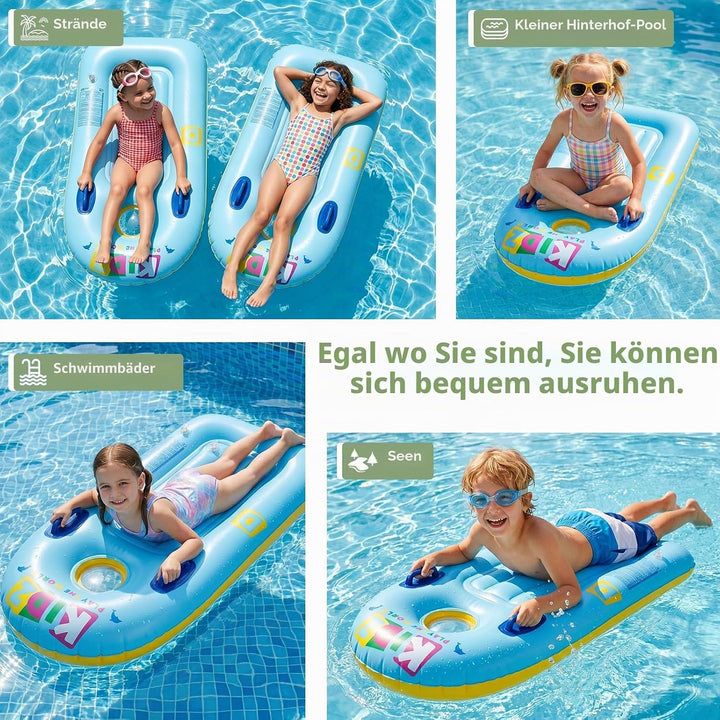 Schwimmbrett Bodyboard Aufblasbar, Surfbrett Bodyboard mit Griffen, Schwimmhilfe Aufblasbar Kinder,