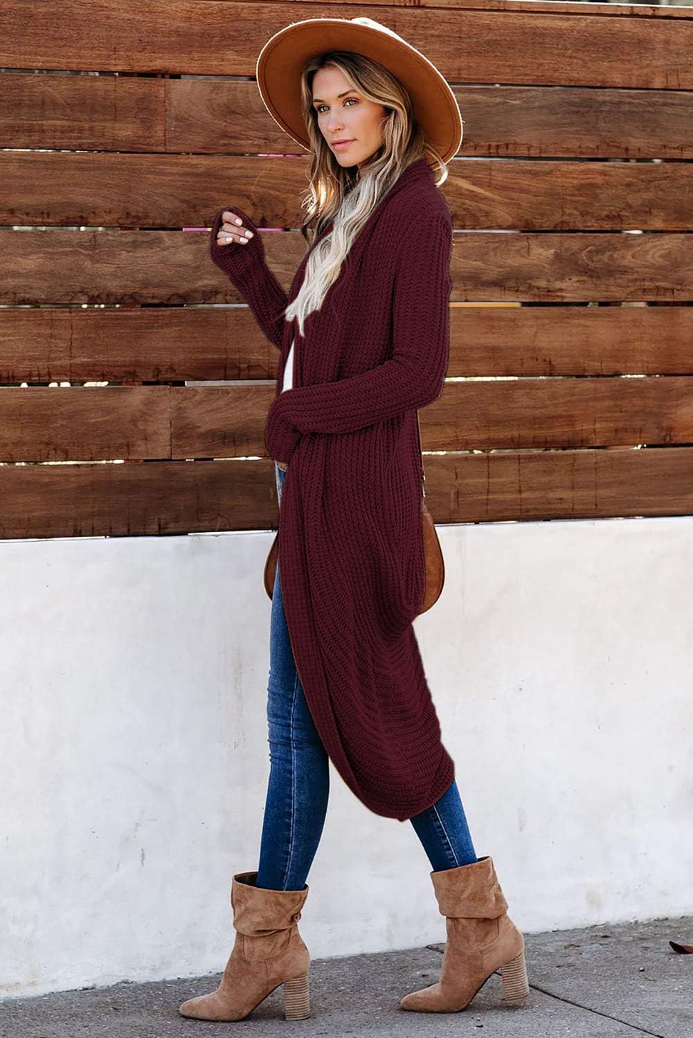 Strickjacke Damen Grobstrick Strickmantel strickcardigan Lange Damen Herbst Winter Casual Open Front