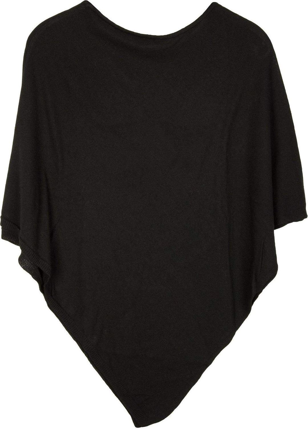styleBREAKER Damen Feinstrick Poncho in Unifarben, leicht asymmetrischer Schnitt, Ärmellos, Rundhals