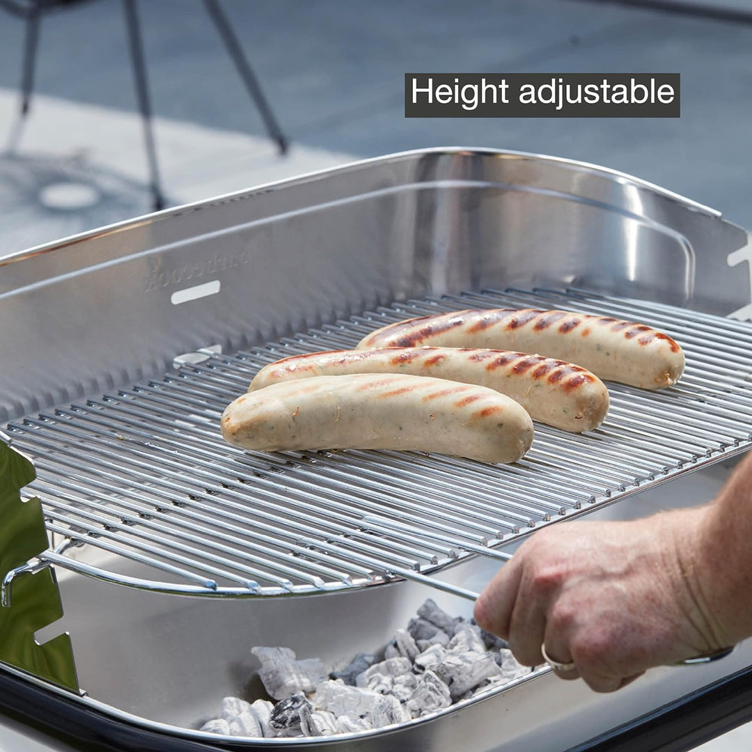 Barbecook Loewy 55 Holzkohlegrill BBQ mit Windschutz aus edelstahl, Grillen für 10 Personen, 60x35x1