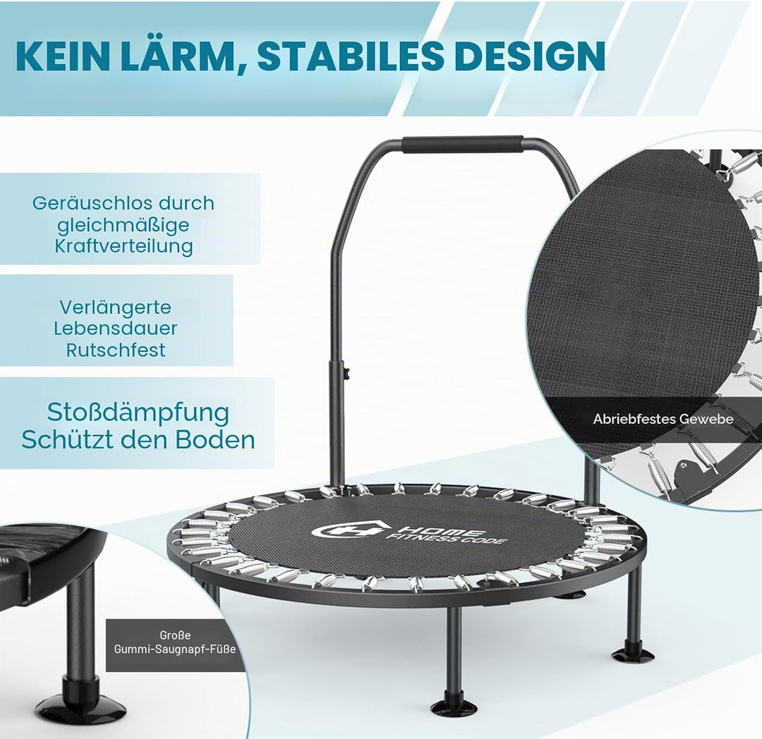 Faltbares Mini-Fitness-Trampolin-Rebounder für Erwachsene und Kinder, 150 kg Kapazität, rutschfester