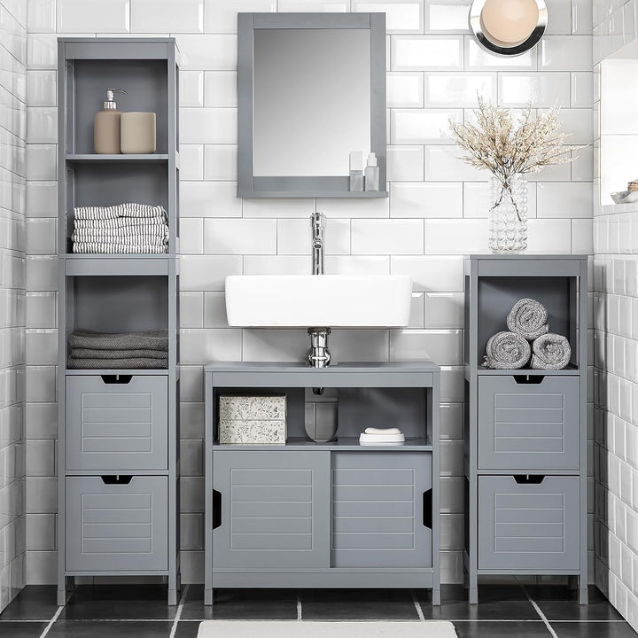SoBuy FRG129-SG Spiegel Wandspiegel Badspiegel mit Ablage dunkelgrau BHT: 40x50x10cm, Dunkelgrau