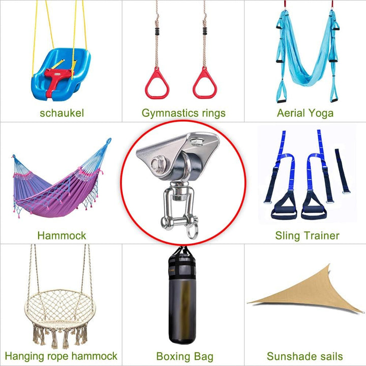 SELEWARE Deckenhaken Schwerlast Hängesessel Outdoor - Drehhaken Boxsack Halterung Schaukelhaken Holz