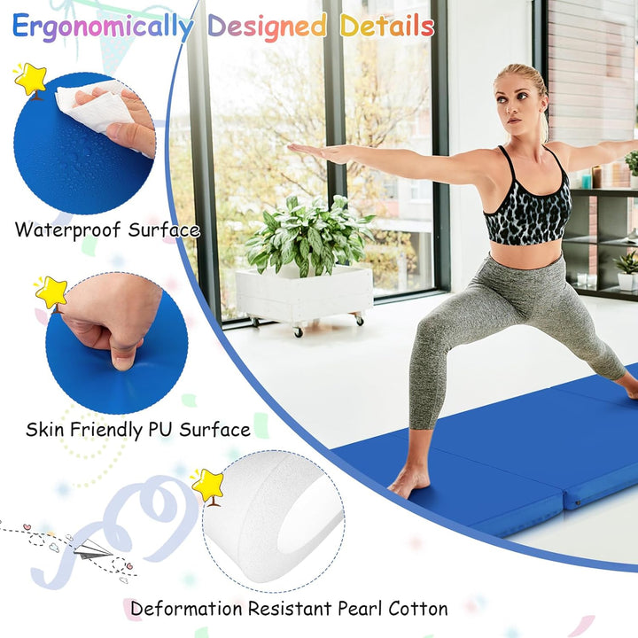 COSTWAY 180 x 60 x 5 cm Weichbodenmatte klappbar, Gymnastikmatte tragbar, Yogamatte wasserabweisend,