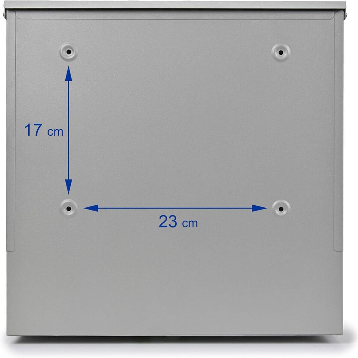 Verda Briefkasten mit Zetungsfach, 37 x 37 x 11 cm, Schloss unter dem Deckel, Postkasten Wandbriefka