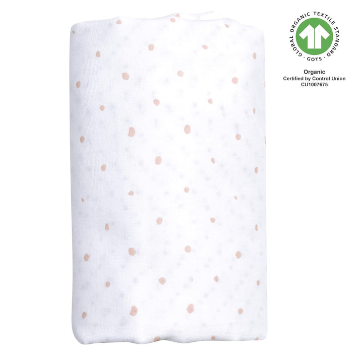 MOTHERHOOD Babydecke GOTS Zertifiziert aus Bio-Baumwolle, 2-lagig, 130 x 130 cm - Kleckse apricot un