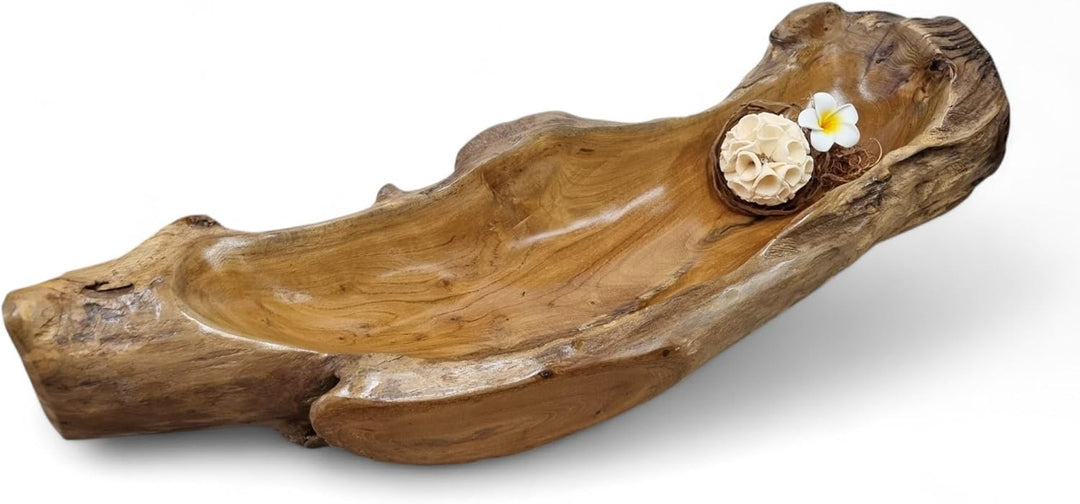Kinaree Deko Schale Wurzelholz - Schale Teak Massivholz - 55-65cm Obst Schale
