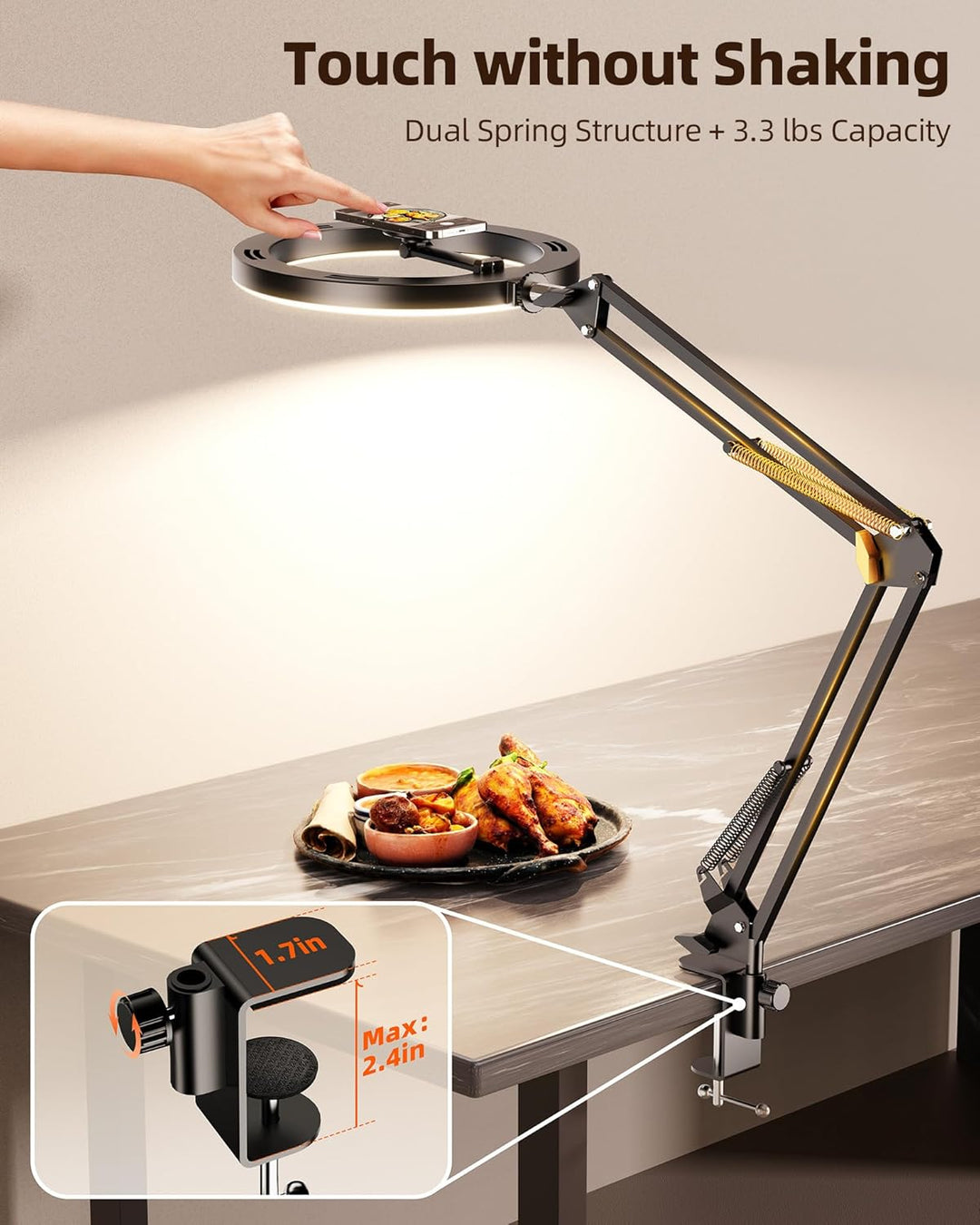 Magnetischen Overhead Stativ Handy mit Ringlicht für Küche & Food-Videos – Ringlicht mit Stativ für