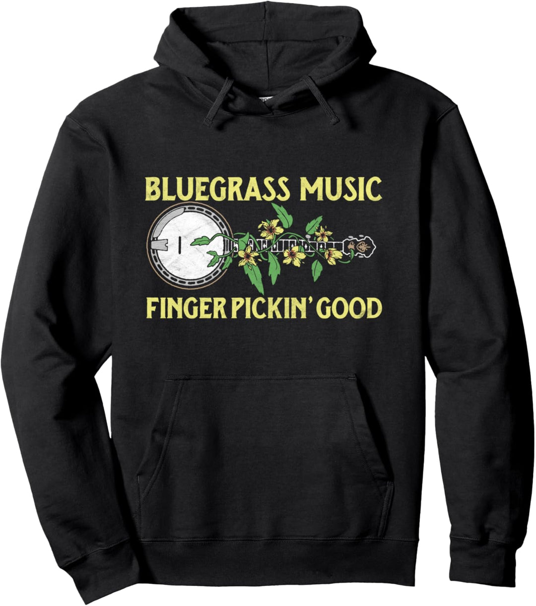 Bluegrass Finger Pickin' Good Banjo Vine & Vintage Graphic Pullover Hoodie