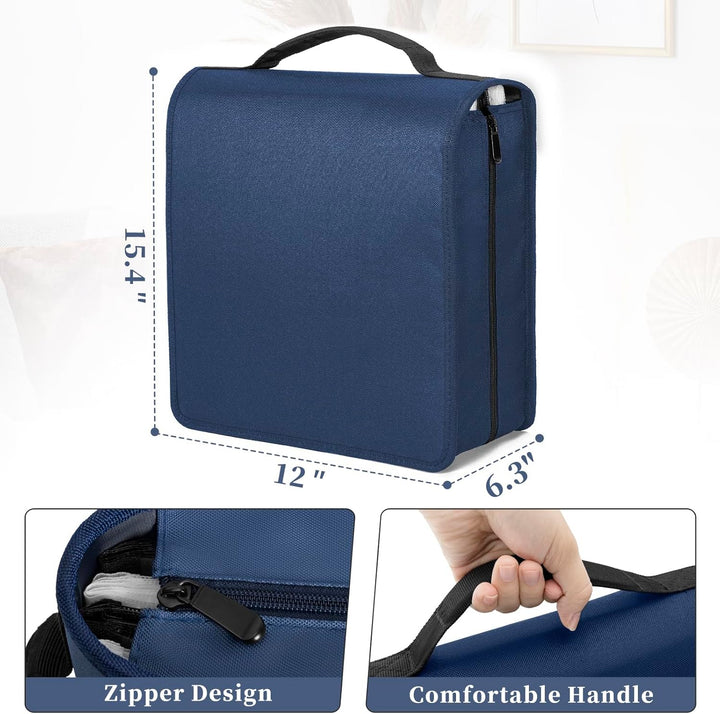 AKOZLIN DVD CD Aufbewahrungsbox mit extra Breiten Titelblättern,tragbarer Binderhalter,Brieftasche,A