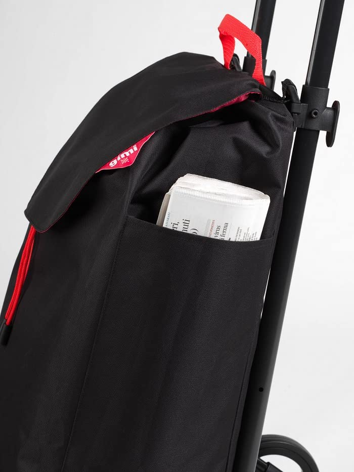 Gimi 102730 Einkaufswagen New Twin 4 Räder; Tasche aus Polyester mit Kordelzugverschluss, 4 Räder er