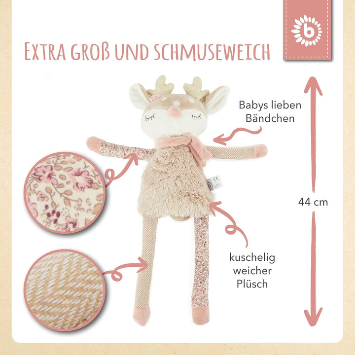 Bieco Baby Kuscheltier REH Ella | 40 cm | Plüsch REH Stofftier | Rehkitz Plüschtier mädchen Baby ab