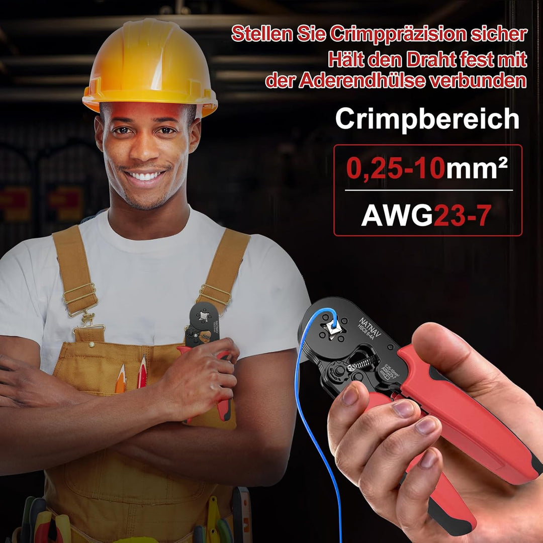 Crimpzange Aderendhülsen Set für 0,25-10 mm² mit 1300 Stück Aderendhülsen, Aderendhülsenzange Crimpz