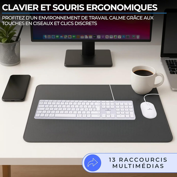 Bluestork - Pack Mac Tastatur und Maus für Mac Weiss USB-C & USB-A, AZERTY