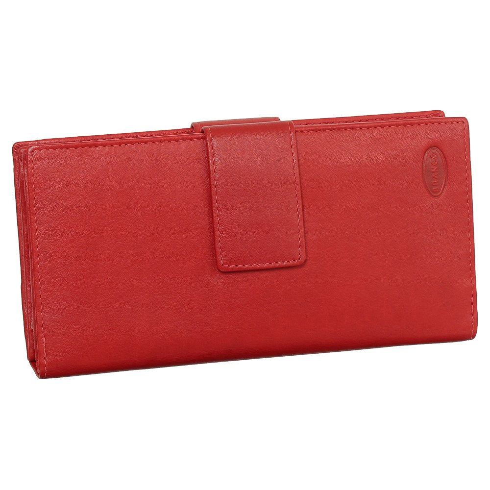 Luxus Leder Damen Geldbörse Portemonnaie Geldbeutel XXXL mit Reissverschluss 18,5 cm Farbe Rot, Rot