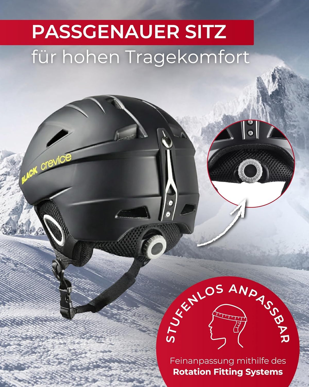 Black Crevice Skihelm Kitzbühel, 9, 5 Grössen, BCR143764 (Schwarz/Gelb, XL)