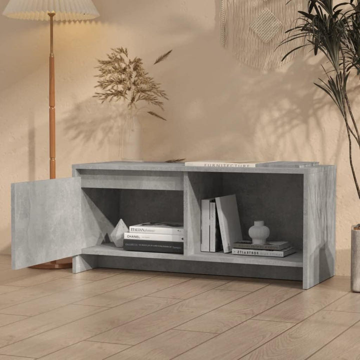 homiuse TV Board Betongrau 90x35x40 cm Holzwerkstoff Fernsehschrank Fernsehtisch TV Lowboard TV Komm
