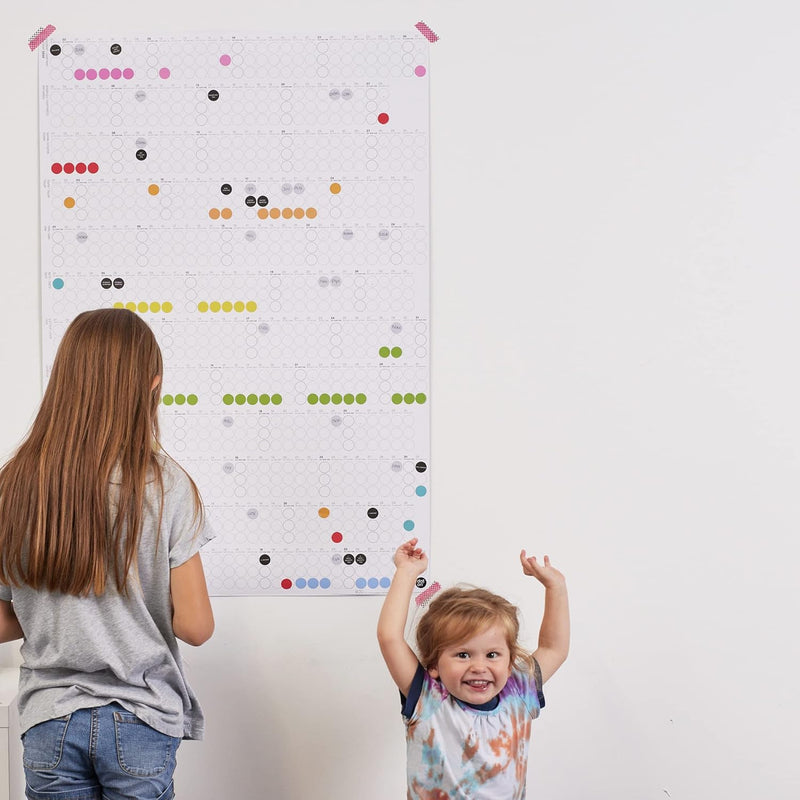 dot on Jahreskalender 2025 mit bunten Klebepunkten - Wandplaner Designkalender DIY Kalender Wandkale