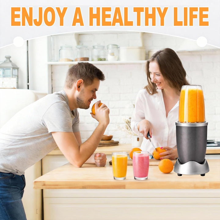 Poweka Ersatzteile Kompatibel mit Nutribullet 600 W/900 W Mixer, 2 Gläser à 32 oz mit Klappdeckel Ko