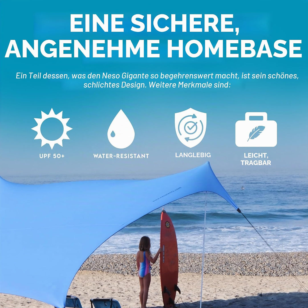 Neso Strandmuschel Gigante 2,5 m hoch 3,3 x 3,3 m | verstärkte Ecken und Kühlfach | Farbe: Immergrün
