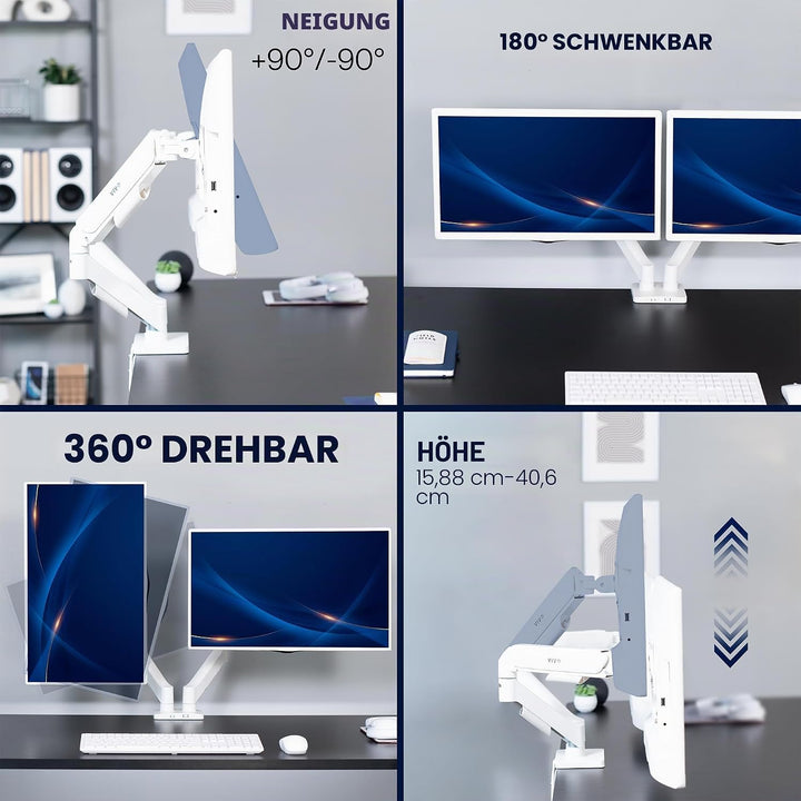 VIVO STAND-V002OW Dual-Monitor bis zu 81,3 cm (32 Zoll) und 9 kg pro Bildschirm, mechanische Arm-Sch