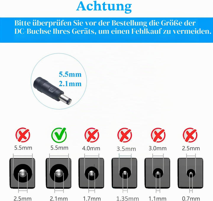 Security-01 2er Pack AC zu DC 12V 1A Netzteil Adapter, Stecker 5,5mm x 2,1mm für CCTV-Kamera LED Str