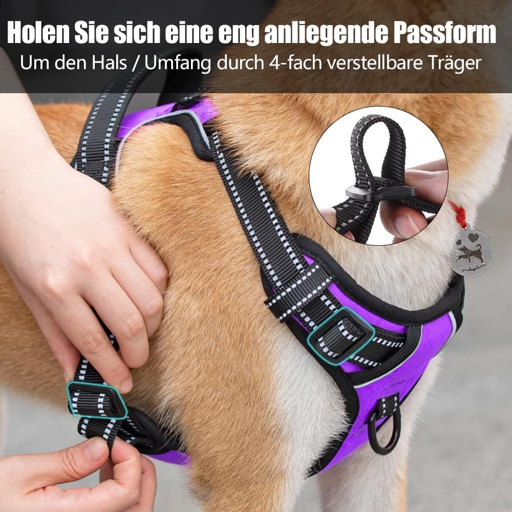 PoyPet No Pull Hundegeschirr, reflektierendes Westengeschirr mit 2 Leinenbefestigungen und einfachem