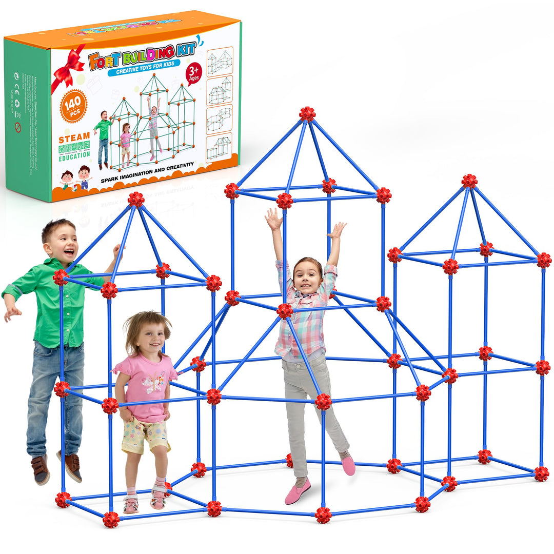 DIY Höhle Kinder Konstruktionsspielzeug, 140PCS Höhle Bauen Kinder Bauspielzeug, Spielzelt, Tunnel f