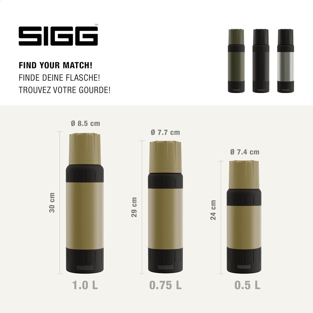 SIGG – Isolierte Trinkflasche – Thermosflasche Alpine Star Caramel Sand, mit Becher – 15 St. Heiss,