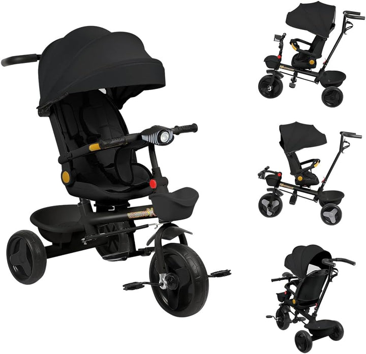 Multi-Funktions-Kinderdreirad, Dreirad 5 in1, Kleinkind-Dreiräder-Kinderwagen, mit Verstellbarem Sch