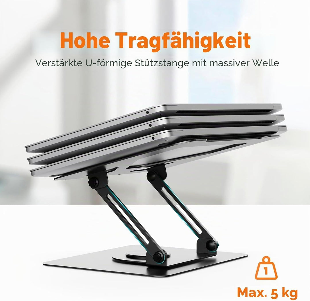 GRIFEMA Laptop Ständer mit 360 Drehbarer Basis, Höhenverstellbar, Belüfteter, Faltbarer Laptop Stand