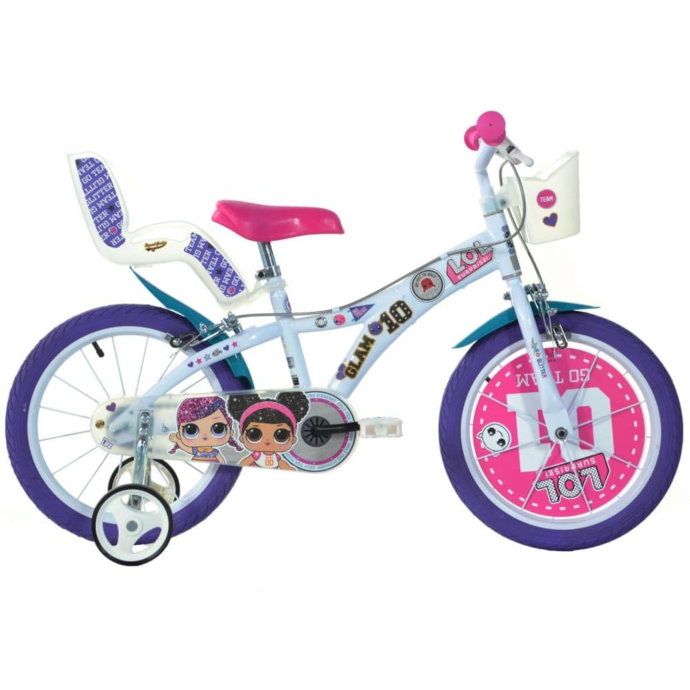 Dinobikes Girls Kinderfahrrad Fahrrad, Weiss, 16 Zoll