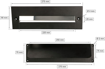 KOTARBAU® Briefeinwurf-Klappe für Haustüren 275 x 90 mm Aussen-Einwurfblende Zeitungsklappe Schwarz,