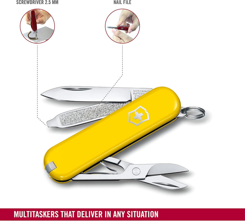 Victorinox Schweizer Taschenmesser, Klein, Classic SD, Multitool, Swiss Army Knife, Geschenk, 7 Funk