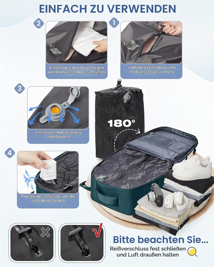 SZLX Vakuum Rucksack mit pumpe Ryanair Handgepäck 40x30x20 Damen Wizzair Handgepäck 40x30x20 Vakuum