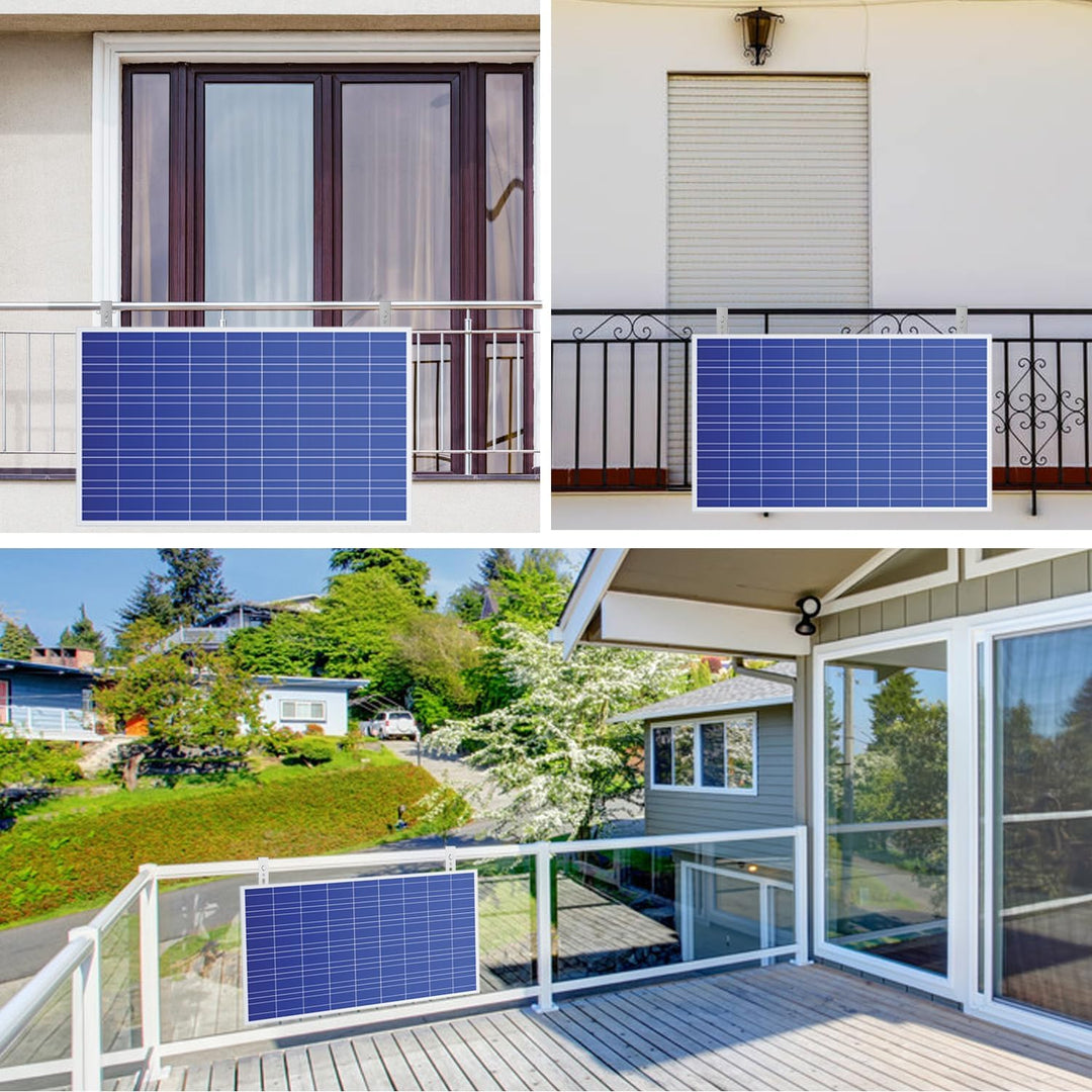 4PCS Solar Halterung Haken für Balkon - Eckig Photovoltaik Halterung für Solarmodule, Balkongelände,