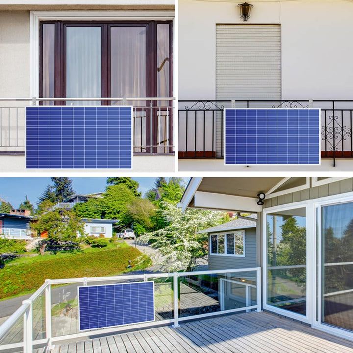 4PCS Solar Halterung Haken für Balkon - Eckig Photovoltaik Halterung für Solarmodule, Balkongelände,