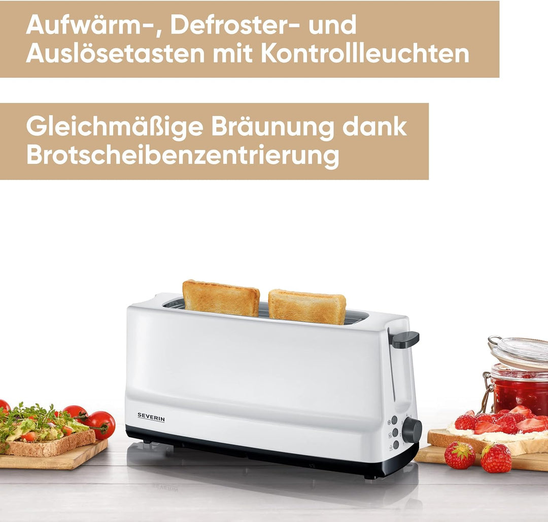 SEVERIN Automatik-Langschlitztoaster, Automatik-Toaster mit Brötchenaufsatz, Edelstahl Toaster zum T