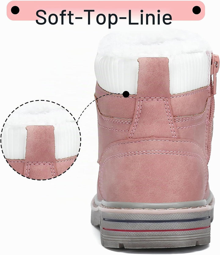 Mishansha Kinder Schnürstiefel Warme Gefüttert Winterschuhe für Jungen Mädchen Gr.24-38 32 EU Rosa,