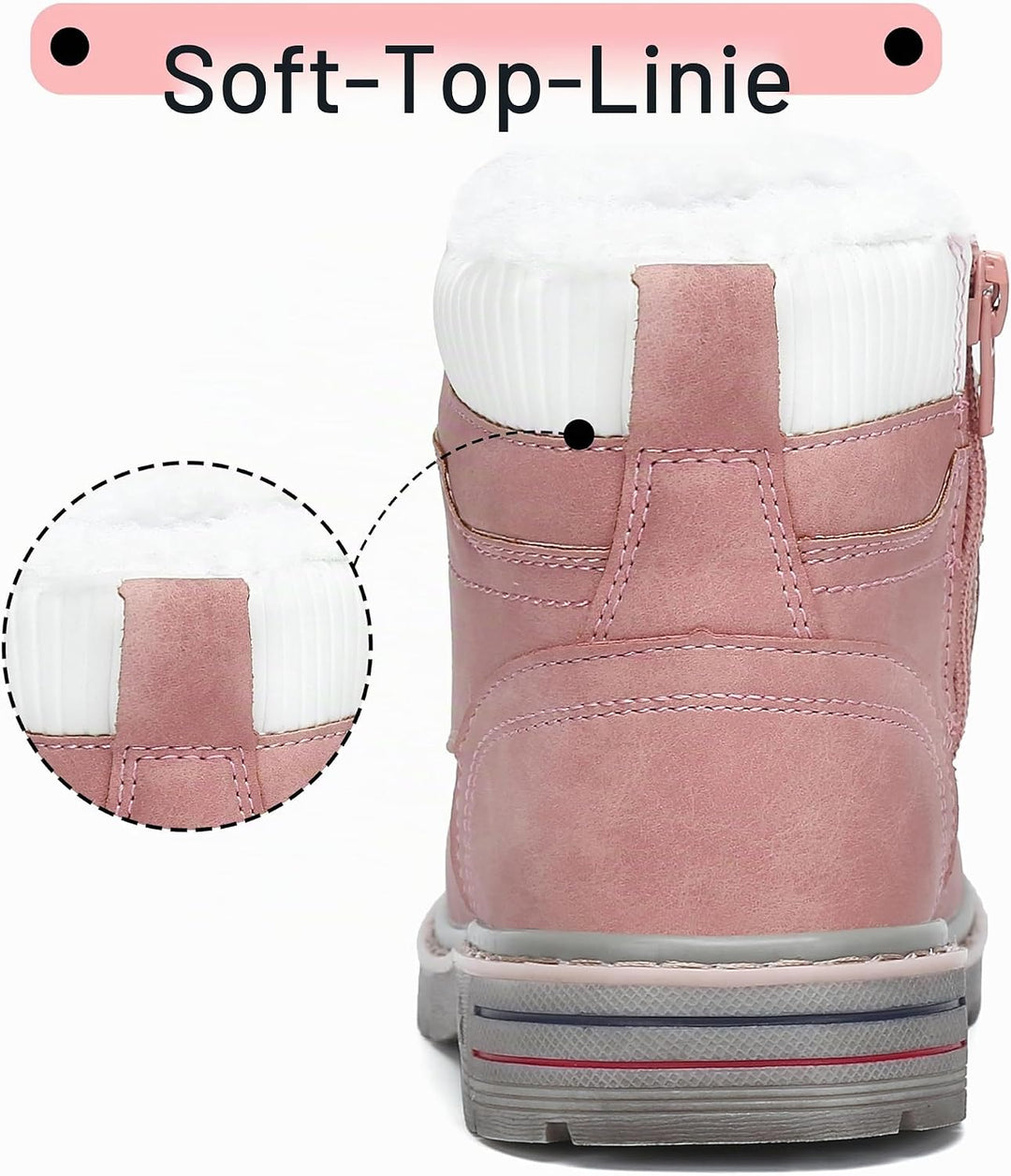 Mishansha Kinder Schnürstiefel Warme Gefüttert Winterschuhe für Jungen Mädchen Gr.24-38 27 EU Rosa,