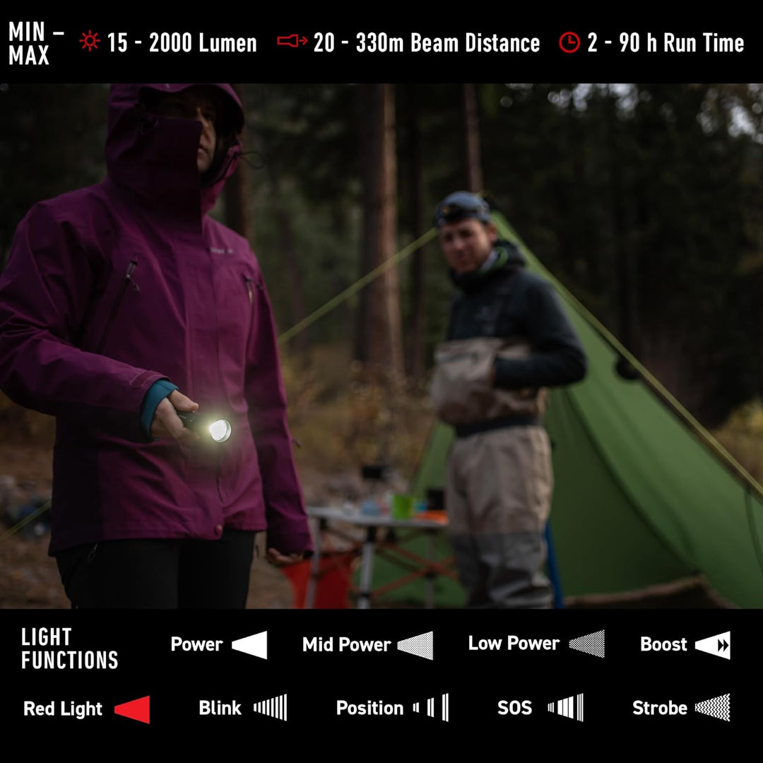 Ledlenser, P7R Signature, LED Taschenlampe, 2000 Lumen, mit Akku, wiederaufladbar, wasserfest, fokus