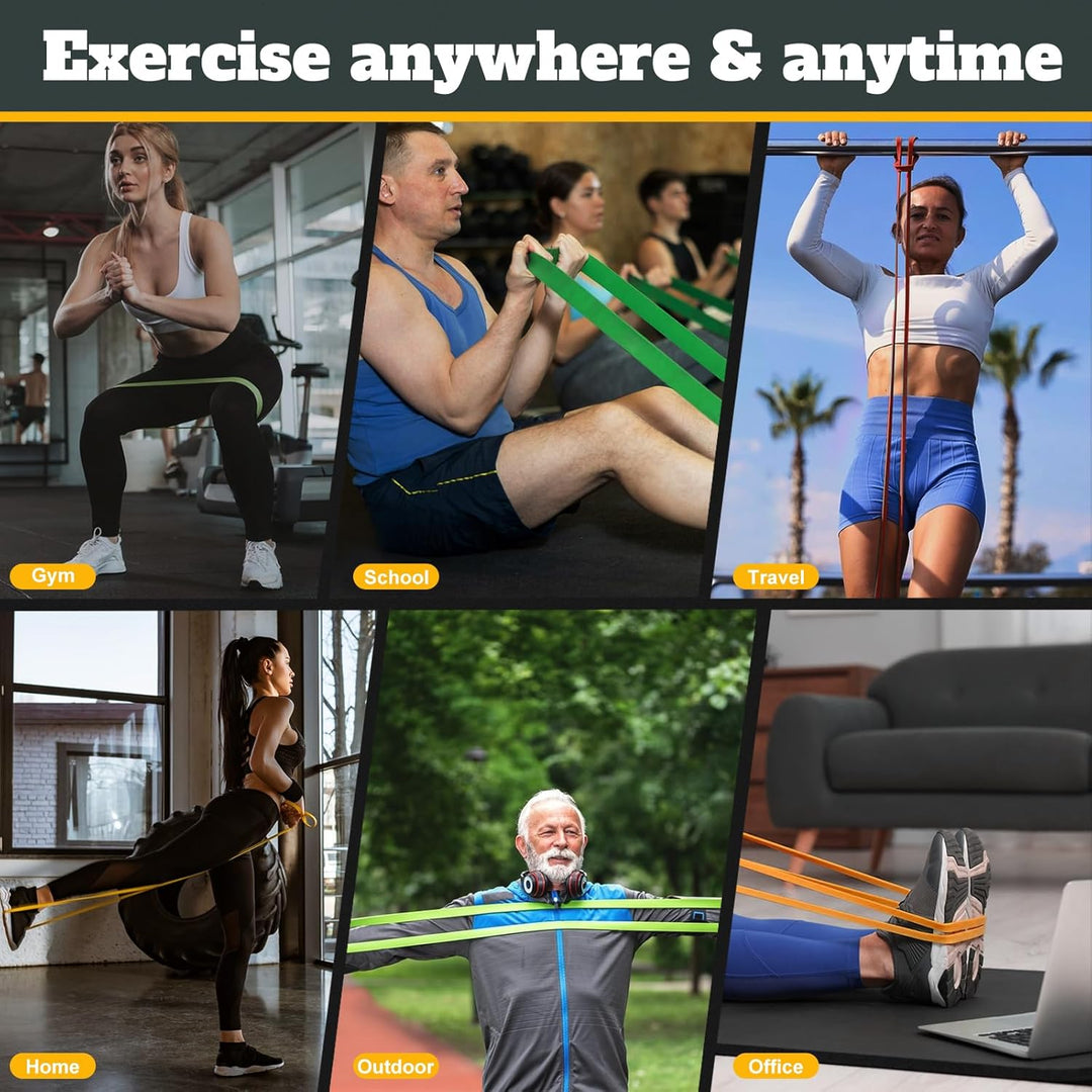 Resistance Bands Set,Fitnessbänder Widerstandsbänder 4er Set Mit Türanker Tragetasche,Gymnastikband