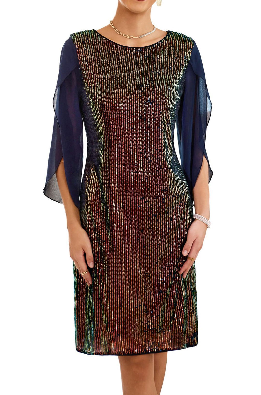 GRACE KARIN Damen Pailletten Kleid 3/4 Ärmel Party Cocktailkleid Club Glitzer Kleid Vintage MidiKlei