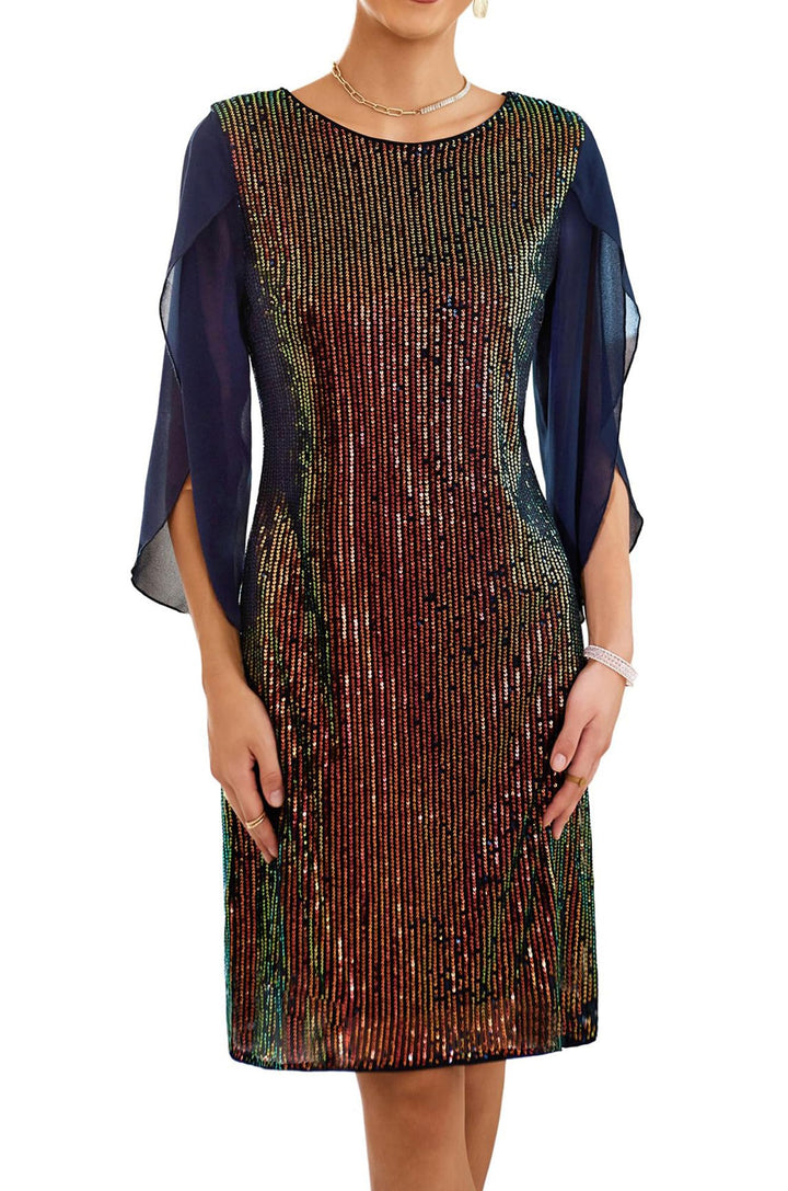 GRACE KARIN Damen Pailletten Kleid 3/4 Ärmel Party Cocktailkleid Club Glitzer Kleid Vintage MidiKlei
