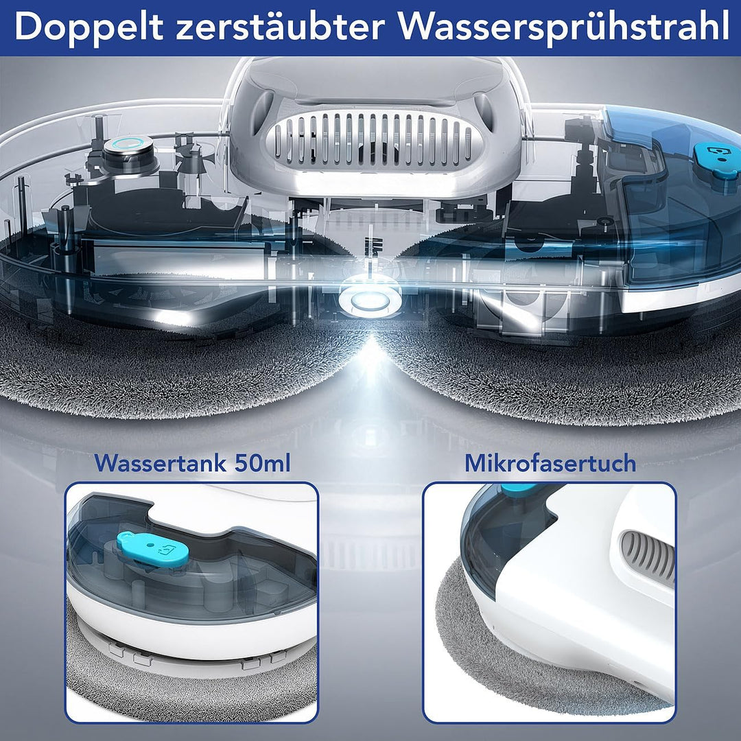 Sichler Haushaltsgeräte Fensterputzer: Fensterputzroboter, Dual-Sprüh-Funktion, Sensoren, Fernbedien
