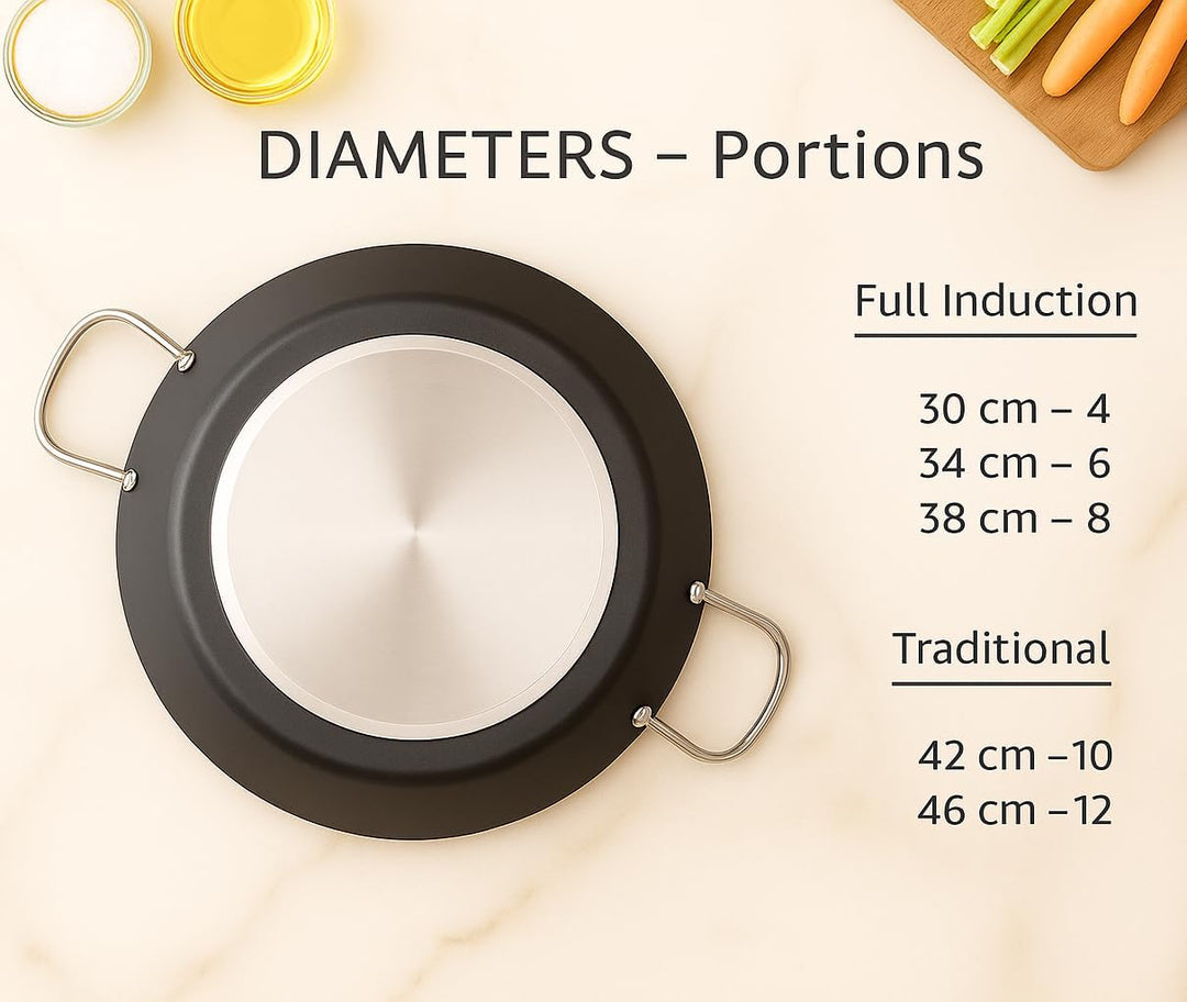 WECOOK! Kratha Paella-Pfanne Induction, 30 cm, 4 Portionen, Antihaftbeschichtung XYLAN PLUS, Ökologi